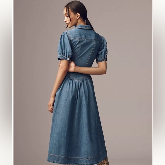Pilcro Short-Sleeved Denim Midi Shirt Dress - Picture 4 of 4